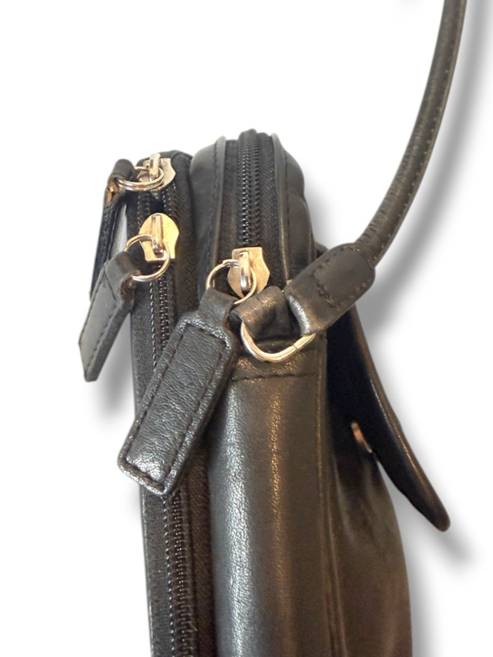 Fossil Black Leather Organizer Crossbody Bag Vintage - Picture 4 of 10